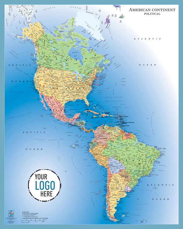 Political Map Of North And South America America Map